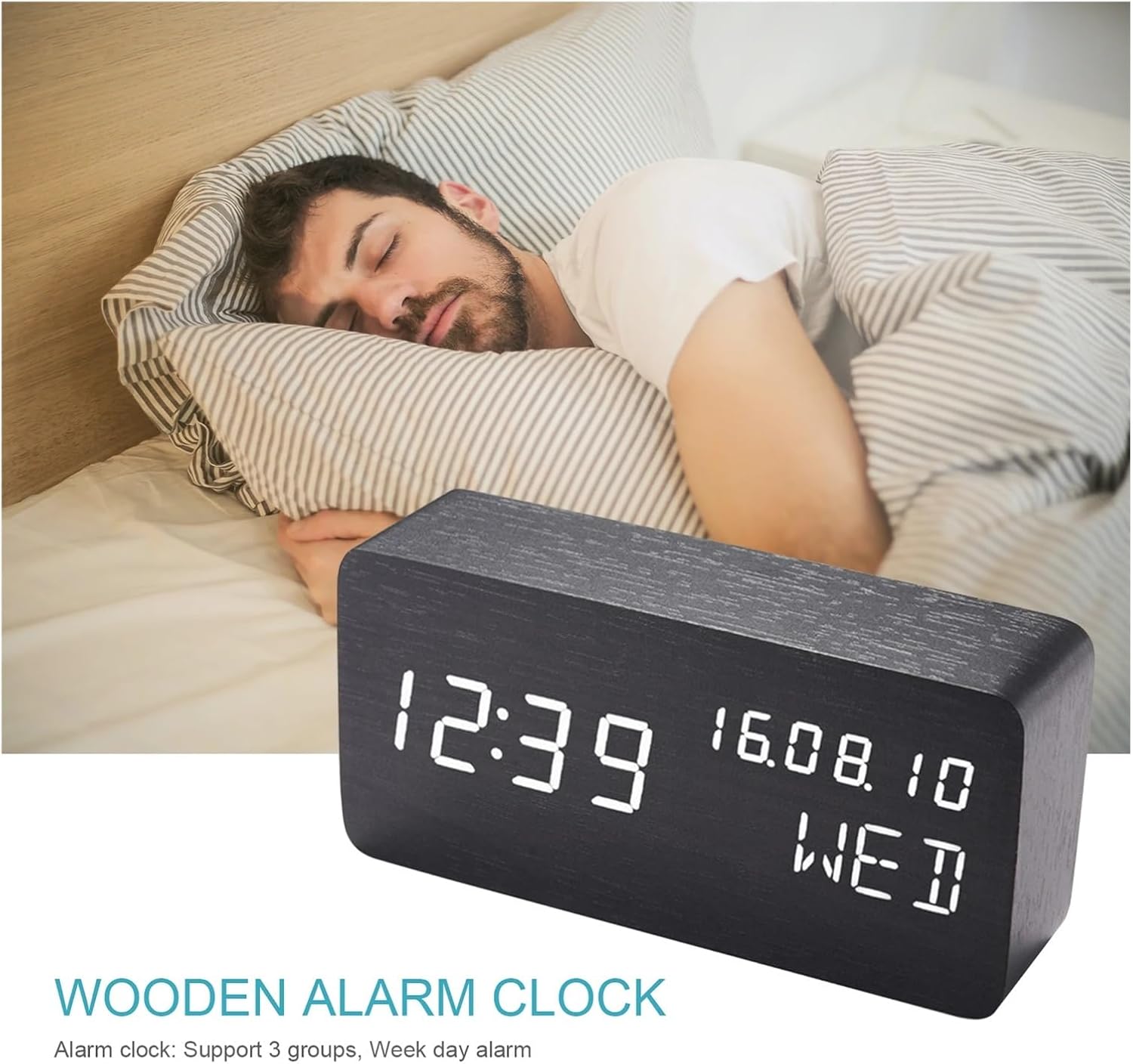 TrendyVault™ TimeGlow Clock – Wooden LED Digital Alarm Clock