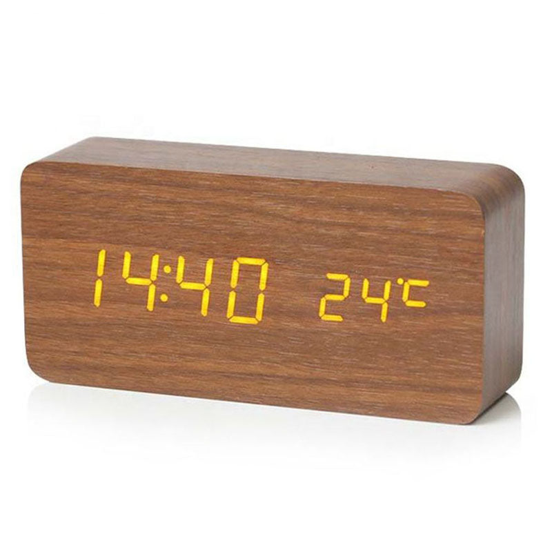 TrendyVault™ TimeGlow Clock – Wooden LED Digital Alarm Clock